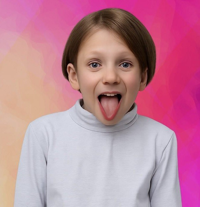 A child sticking out their tongue